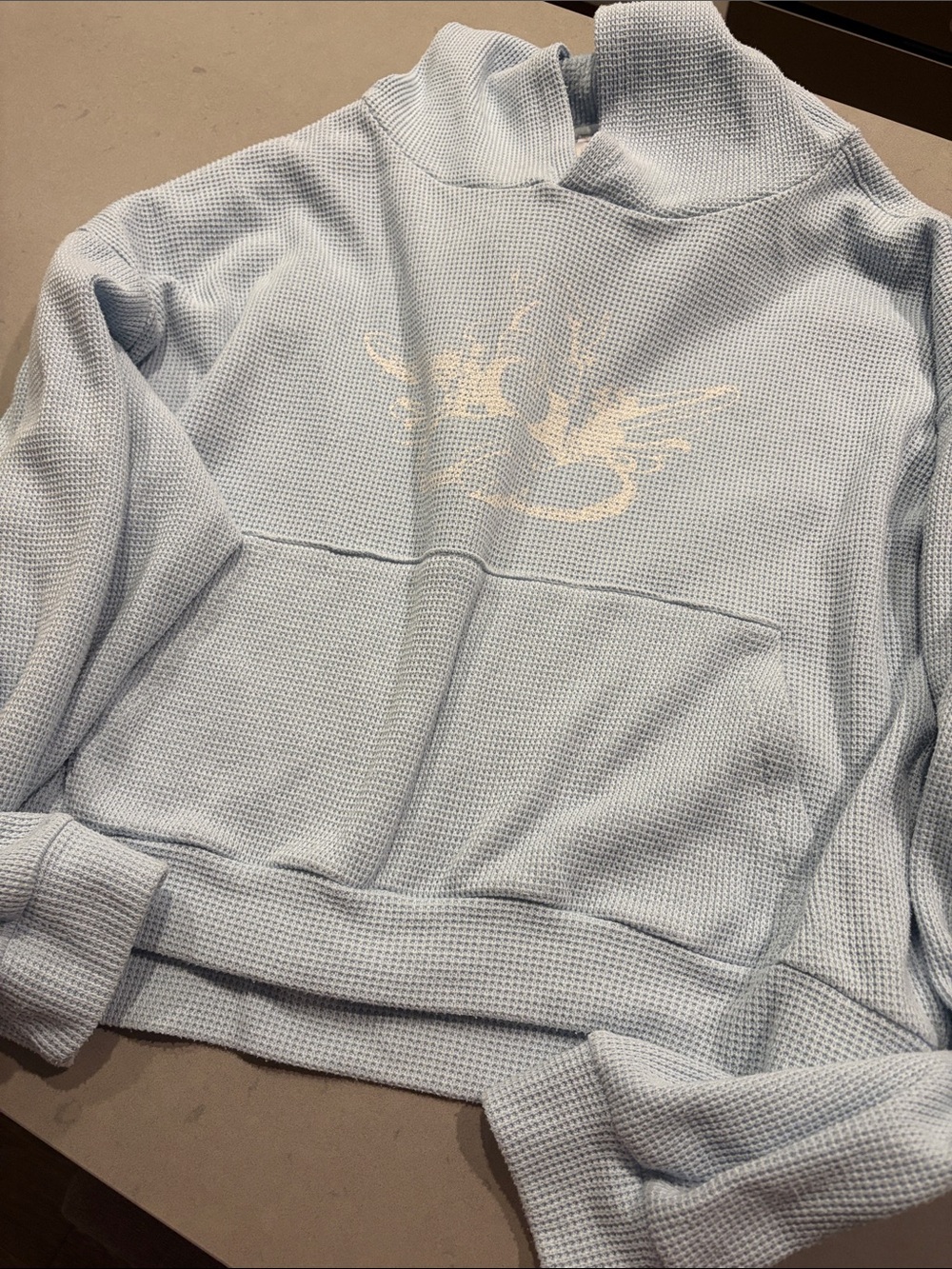 Boys Lie Blue Waffle Knit Hoodie OS